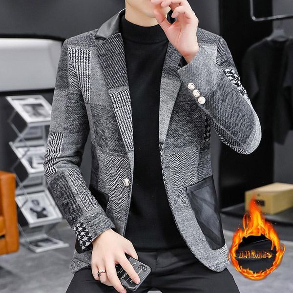 men's suits & blazers 2021 winter men thicken warm plaid casual suit jacket wedding business dress coat street wear social costume homm, White;black
men's suits & blazers 2021 winter men thicken warm plaid casual suit jacket wedding business dress coat street wear social costume homm, White;black