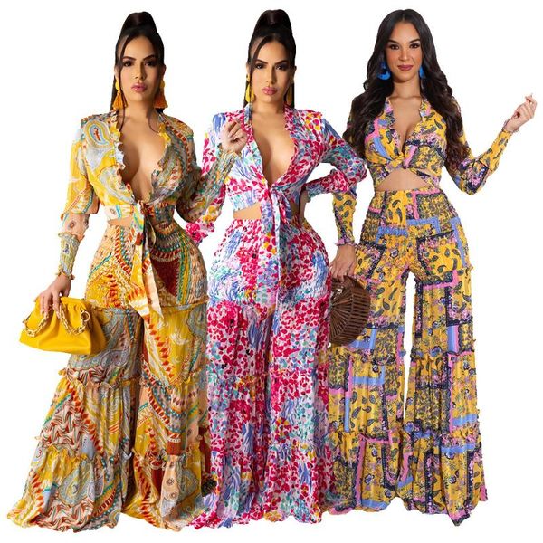 women's two piece pants print loose set for women v neck lace up short wide leg fashion suit night club outfits 2021 elagant, White
women's two piece pants print loose set for women v neck lace up short wide leg fashion suit night club outfits 2021 elagant, White