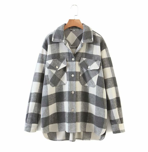 women autumn plaid print gray long jackets outwear female fashion sleeve pockets single breasted jacket coat mujer 210421, Black;brown
women autumn plaid print gray long jackets outwear female fashion sleeve pockets single breasted jacket coat mujer 210421, Black;brown