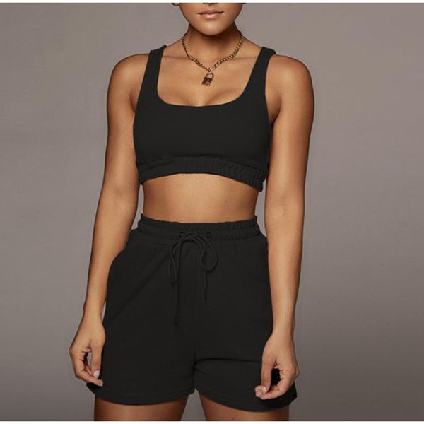 women's shorts summer casual black sportswear two piece sets women crop and drawstring matching set athleisure outfits, White;black
women's shorts summer casual black sportswear two piece sets women crop and drawstring matching set athleisure outfits, White;black