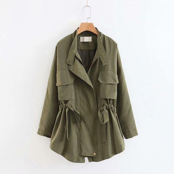 women's trench coats spring autumn thin mid-length lace-up drawstring loose windbreaker, Tan;black
women's trench coats spring autumn thin mid-length lace-up drawstring loose windbreaker, Tan;black