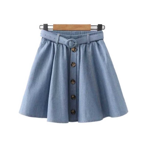 merry pretty summer elastic waist pleated skirts denim women solid front button preppy style mini girls 210526, Black
merry pretty summer elastic waist pleated skirts denim women solid front button preppy style mini girls 210526, Black