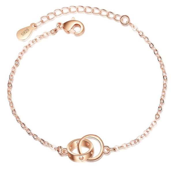 link, chain 2021 style fashion jewelry 925 silver bracelet for women double circle hollow rose gold heart shaped charm, Black
link, chain 2021 style fashion jewelry 925 silver bracelet for women double circle hollow rose gold heart shaped charm, Black