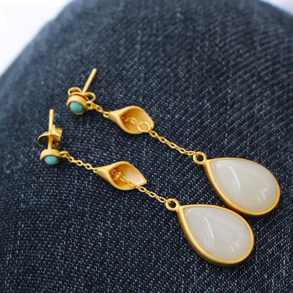 dangle & chandelier silver inlaid natural hetian white chalcedony drop-shaped long earrings chinese retro niche design charm women's br
dangle & chandelier silver inlaid natural hetian white chalcedony drop-shaped long earrings chinese retro niche design charm women's br