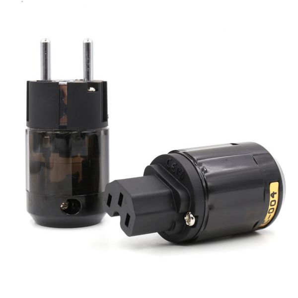 smart power plugs one pairs p-004e & c-004 connectors rhodium plated schuko eu plug
