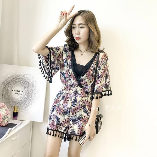 two piece dress retro set and pants summer romper jumpsuits women v-neck tassel ruffle femme print rompers beach bodysuit, White
two piece dress retro set and pants summer romper jumpsuits women v-neck tassel ruffle femme print rompers beach bodysuit, White