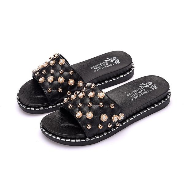 slippers women summer pearl rivet slides beach flip flops outdoor fashion sandals, Black
slippers women summer pearl rivet slides beach flip flops outdoor fashion sandals, Black