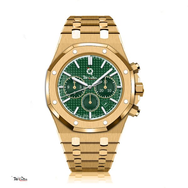 men's luxury automatic mechanical watch requin royal gold stainless steel case oo.1220 green six-hand full working calendar oak bang, Slivery;brown 
men's luxury automatic mechanical watch requin royal gold stainless steel case oo.1220 green six-hand full working calendar oak bang, Slivery;brown