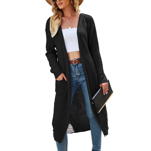 women's knits & tees casual long-sleeved hooded cardigan fashion solid color street trend ripped mid-length knitted jacket, White
women's knits & tees casual long-sleeved hooded cardigan fashion solid color street trend ripped mid-length knitted jacket, White