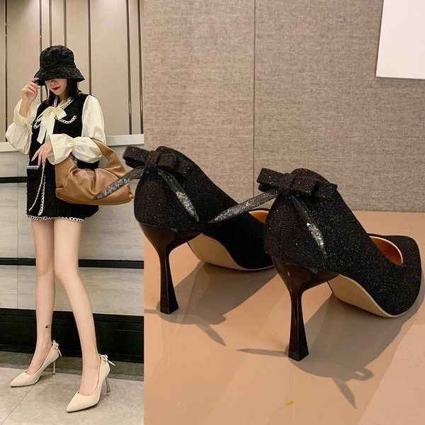dress shoes 2021high-heeled women's stiletto, pointy, sequined bow, shallow single shoe, spring/summer 2021, Black
dress shoes 2021high-heeled women's stiletto, pointy, sequined bow, shallow single shoe, spring/summer 2021, Black