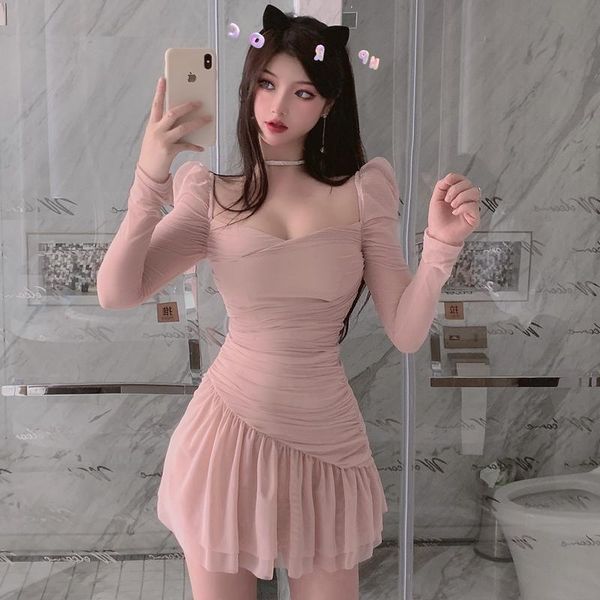 casual dresses pleated bodycon mini-dress spring autumn korean style fashion brand square collar 's clothing slim vestido, Black;gray
casual dresses pleated bodycon mini-dress spring autumn korean style fashion brand square collar 's clothing slim vestido, Black;gray