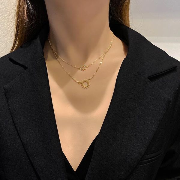 pendant necklaces women necklace double layer sun clavicle chain hollow vintage chokers simple personality charm female jewelry girls gift, Silver
pendant necklaces women necklace double layer sun clavicle chain hollow vintage chokers simple personality charm female jewelry girls gift, Silver