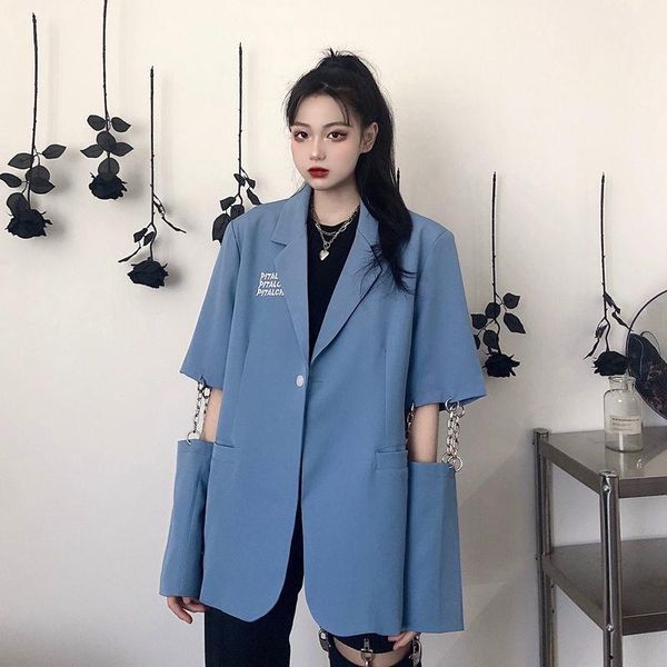women's suits & blazers suit coat 2021 spring and autumn style blue detachable chain sleeves two wear loose versatile shoulder pad jack, White;black
women's suits & blazers suit coat 2021 spring and autumn style blue detachable chain sleeves two wear loose versatile shoulder pad jack, White;black