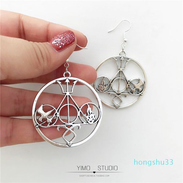 end one handmade original design ancient silver personalized earrings personality round tianqi 925 silver ear hook, Golden
end one handmade original design ancient silver personalized earrings personality round tianqi 925 silver ear hook, Golden