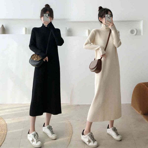 knitted bottomed women's wear autumn and high collar long temperament sweater over the knee, Black;gray
knitted bottomed women's wear autumn and high collar long temperament sweater over the knee, Black;gray