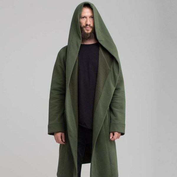men's jackets 2021 spring and autumn coat jacket fashion casual trend green hooded long cardigan top, Black;brown 
men's jackets 2021 spring and autumn coat jacket fashion casual trend green hooded long cardigan top, Black;brown