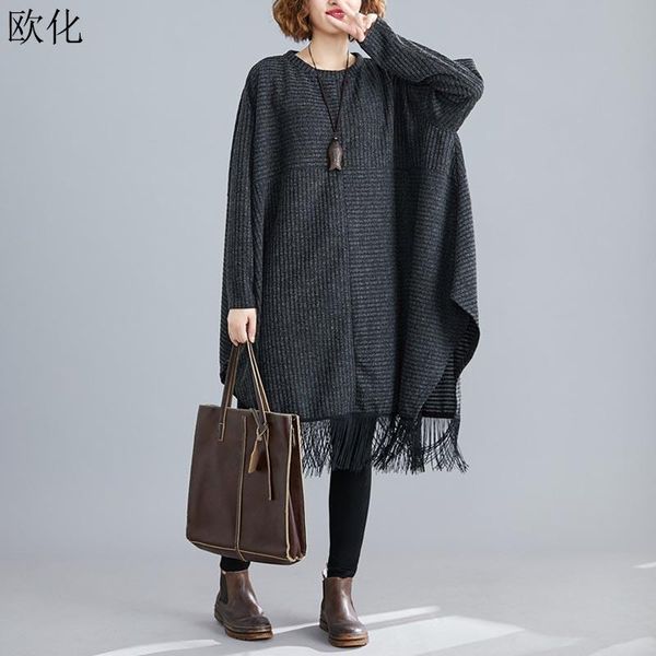 casual dresses plus size women autumn winter dress robe female batwing spliced tassel cotton knitting oversize christmas 5xl 2021, Black;gray
casual dresses plus size women autumn winter dress robe female batwing spliced tassel cotton knitting oversize christmas 5xl 2021, Black;gray