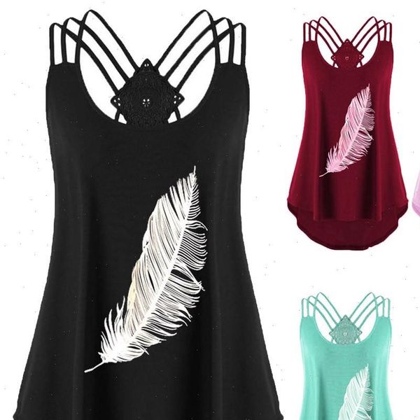 35 feather print womens cami sleeveless vest bandages backless strappy oversized tank ropa mujer, White
35 feather print womens cami sleeveless vest bandages backless strappy oversized tank ropa mujer, White