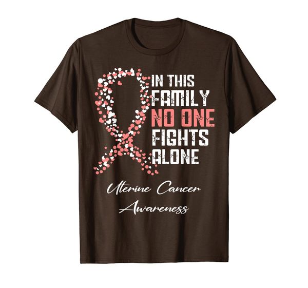 in this family no one fights alone t shirt uterine cancer, White;black 
in this family no one fights alone t shirt uterine cancer, White;black