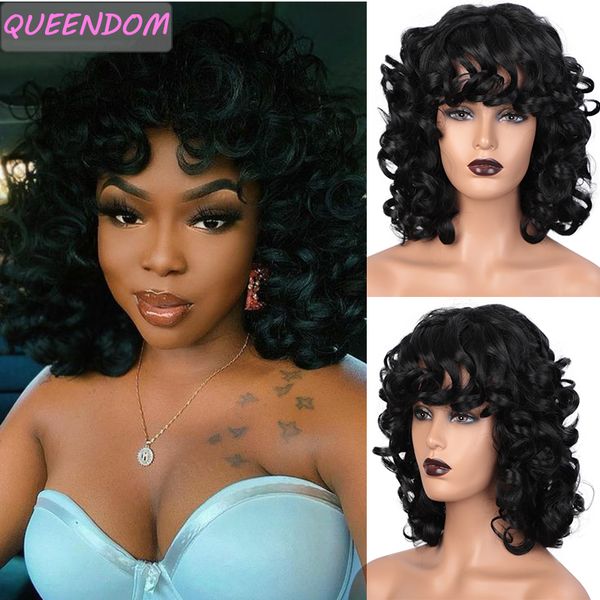 ombre synthetic curly wavy wigs with bangs long loose wave bob wig for women heat resistant african daily cosplay fake hair wig, Black
ombre synthetic curly wavy wigs with bangs long loose wave bob wig for women heat resistant african daily cosplay fake hair wig, Black