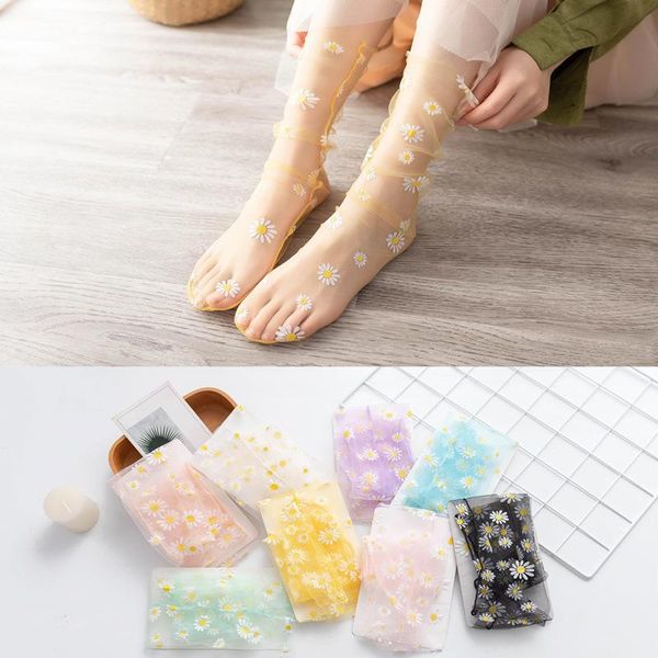 socks spring and summer products retro transparent daisy print mesh thin section breathable chrysanthemum lace women's, Pink;yellow
socks spring and summer products retro transparent daisy print mesh thin section breathable chrysanthemum lace women's, Pink;yellow