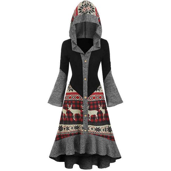 digital printing contrast hooded lotus leaf pendum long sleeve decorative button women's spinning cotton drs, Black;gray
digital printing contrast hooded lotus leaf pendum long sleeve decorative button women's spinning cotton drs, Black;gray