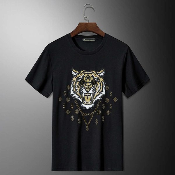 mercerized cotton short sleeve men's fashion brand tiger head sequin embroidery t-shirt european, White;black
mercerized cotton short sleeve men's fashion brand tiger head sequin embroidery t-shirt european, White;black