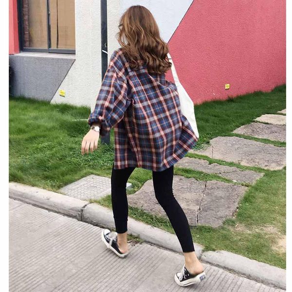 woman vent vintage plaid shirt single breasted turn down collar cotton long sleeve button feminina sales women's blouses & shirts, White
woman vent vintage plaid shirt single breasted turn down collar cotton long sleeve button feminina sales women's blouses & shirts, White