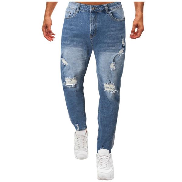 men's jeans skinny casual cropped fashion water wash ripped streetwear oversize trousers, Blue
men's jeans skinny casual cropped fashion water wash ripped streetwear oversize trousers, Blue