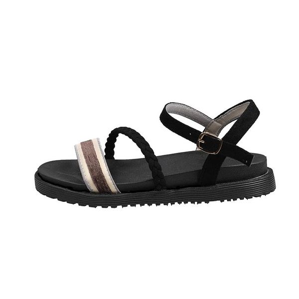 women sandals summer casual striped rubber buckle strap shoes flat non-slip fashion comfort, Black
women sandals summer casual striped rubber buckle strap shoes flat non-slip fashion comfort, Black
