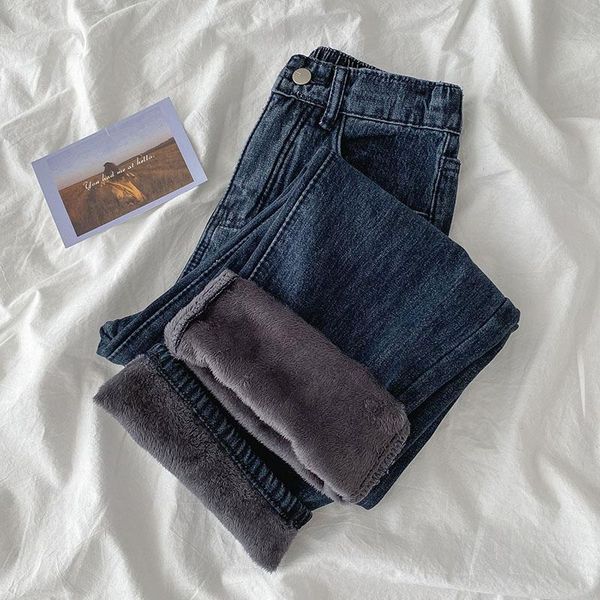 thicken fleece warm women jeans winter solid high waist loose ankle length female pants women's, Blue
thicken fleece warm women jeans winter solid high waist loose ankle length female pants women's, Blue