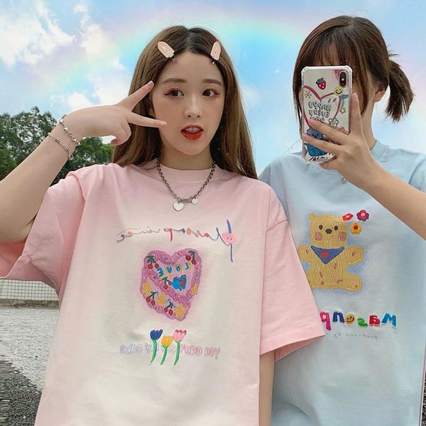 women's t-shirt graphic t shirts summer girlfriends dress pink short-sleeved women wild loose design niche clothes, White
women's t-shirt graphic t shirts summer girlfriends dress pink short-sleeved women wild loose design niche clothes, White