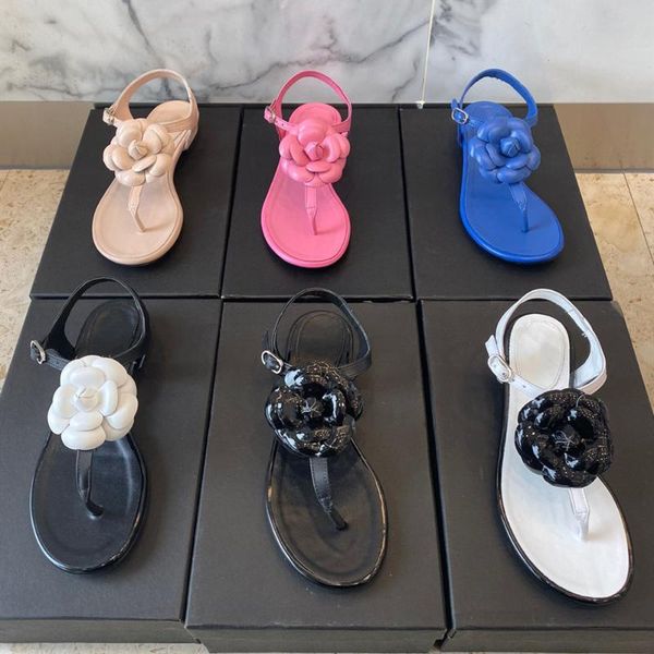 sandals 2021 summer leather women's thong flowers fashion 34-42, Black