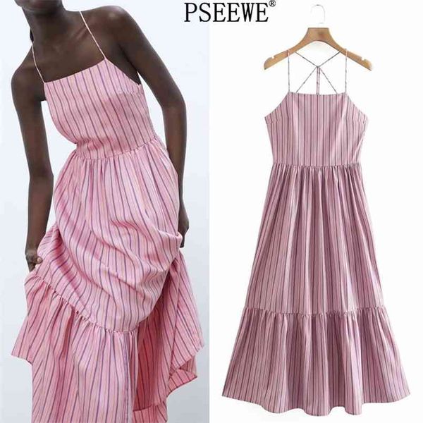 summer dress pink striped midi slip women ruffle backless beach woman thin straps long es 210519, Black;gray
summer dress pink striped midi slip women ruffle backless beach woman thin straps long es 210519, Black;gray