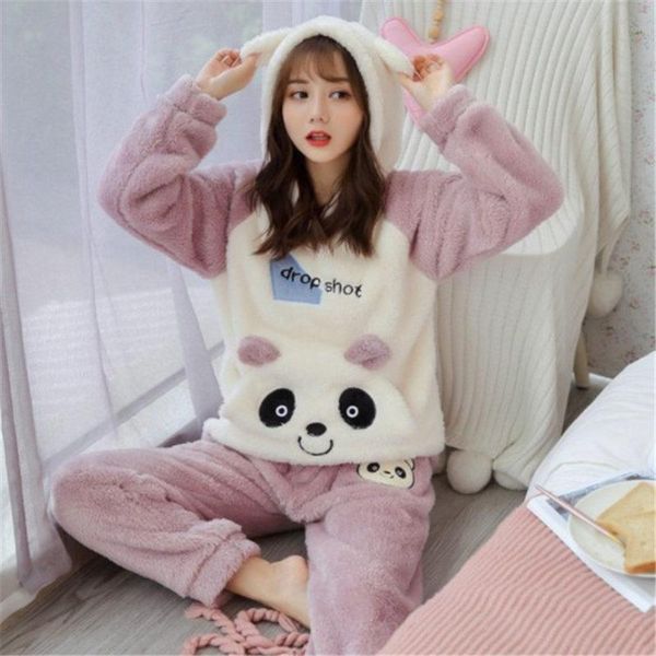 women's two piece pants pajamas women cute winter coral plush set sleepwear thick cartoon soft girl plus homewear, White
women's two piece pants pajamas women cute winter coral plush set sleepwear thick cartoon soft girl plus homewear, White