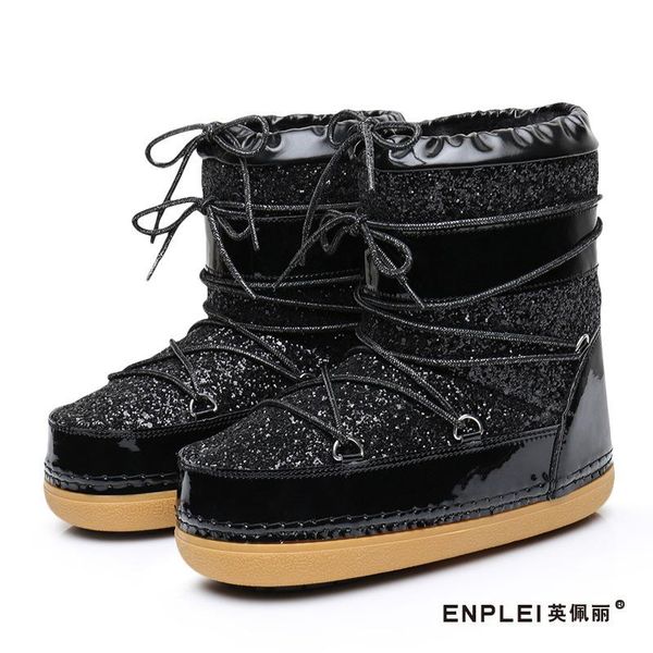 boots snow winter ankle women shoes fur warm female plus size casual platform non slip gold bling lack up de, Black
boots snow winter ankle women shoes fur warm female plus size casual platform non slip gold bling lack up de, Black