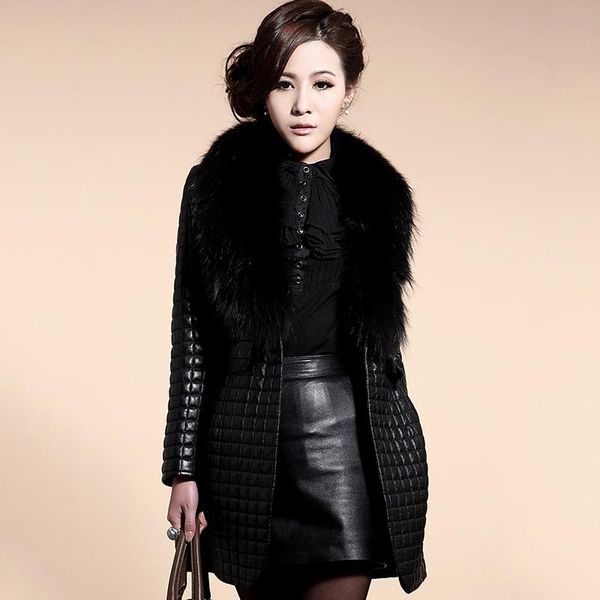 women's fur & faux 2021 winter women thick long leather jacket with collar slim solid office ladies coat outwear chaqueta mujer cuero, Black
women's fur & faux 2021 winter women thick long leather jacket with collar slim solid office ladies coat outwear chaqueta mujer cuero, Black