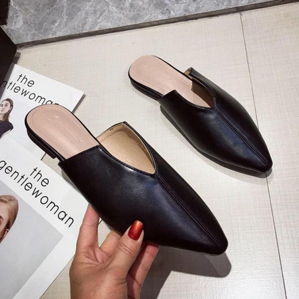 slippers v-open pointed toe flats mules solid leather brief comfy summer woman shoes fresh casual leisure shallow sewing slides, Black
slippers v-open pointed toe flats mules solid leather brief comfy summer woman shoes fresh casual leisure shallow sewing slides, Black