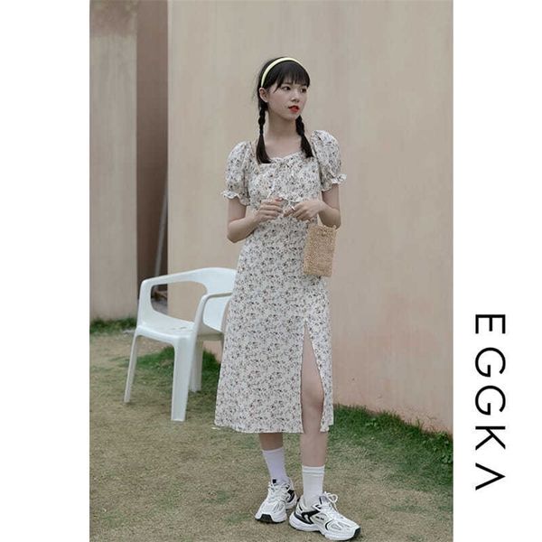 french puff sleeve floral split elegant dress female waist slimming mid-length skirt summer korean fashion women's clothing 210520, Black;gray
french puff sleeve floral split elegant dress female waist slimming mid-length skirt summer korean fashion women's clothing 210520, Black;gray