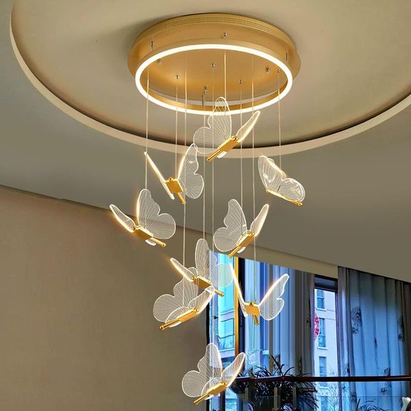 art staircase chandelier acrylic golden butterfly led dimmable pendant lamps nordic duplex duilding lobby decoration
art staircase chandelier acrylic golden butterfly led dimmable pendant lamps nordic duplex duilding lobby decoration