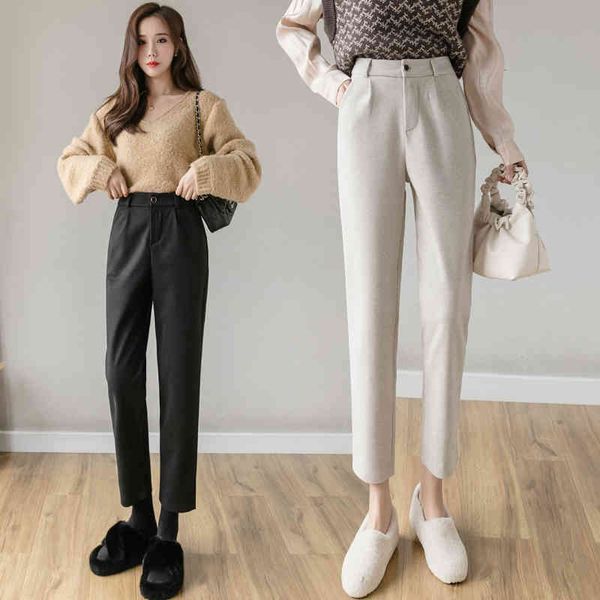 women's pants & capris winter ankle-length woolen harem women beige or black color high waist pockets korean streetwear pantalon f, Black;white
women's pants & capris winter ankle-length woolen harem women beige or black color high waist pockets korean streetwear pantalon f, Black;white