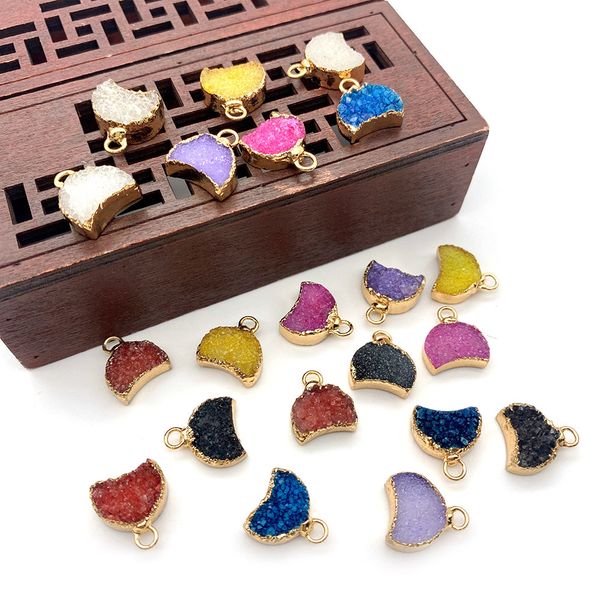 13x14mm plating edge druzy stone crescent moon charms pendants trendy for necklace earrings jewelry making wholesale, Bronze;silver
13x14mm plating edge druzy stone crescent moon charms pendants trendy for necklace earrings jewelry making wholesale, Bronze;silver