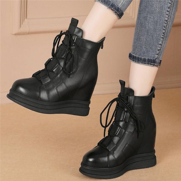 boots fashion sneakers women lace up genuine leather wedge high heel ankle female round toe platform pumps casual shoes, Black
boots fashion sneakers women lace up genuine leather wedge high heel ankle female round toe platform pumps casual shoes, Black