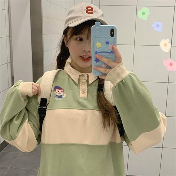 lapel stitching cute casual men t shirt and womens harajuku loose vintage japan college style long sleeve kawaii cartoon fun, White;black
lapel stitching cute casual men t shirt and womens harajuku loose vintage japan college style long sleeve kawaii cartoon fun, White;black