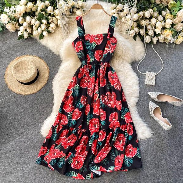 casual dresses menahem tropical leaves red floral printed holiday dress women's strapghetti strap slash neck high waist elegant midi, Black;gray
casual dresses menahem tropical leaves red floral printed holiday dress women's strapghetti strap slash neck high waist elegant midi, Black;gray