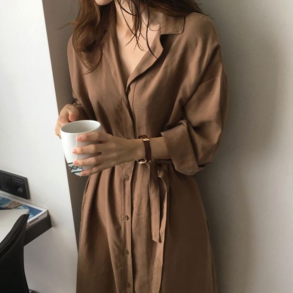 dress women's shirt wearing turn-down stripes collar lazy temperament chic long fall dresses wl60, Black;gray
dress women's shirt wearing turn-down stripes collar lazy temperament chic long fall dresses wl60, Black;gray