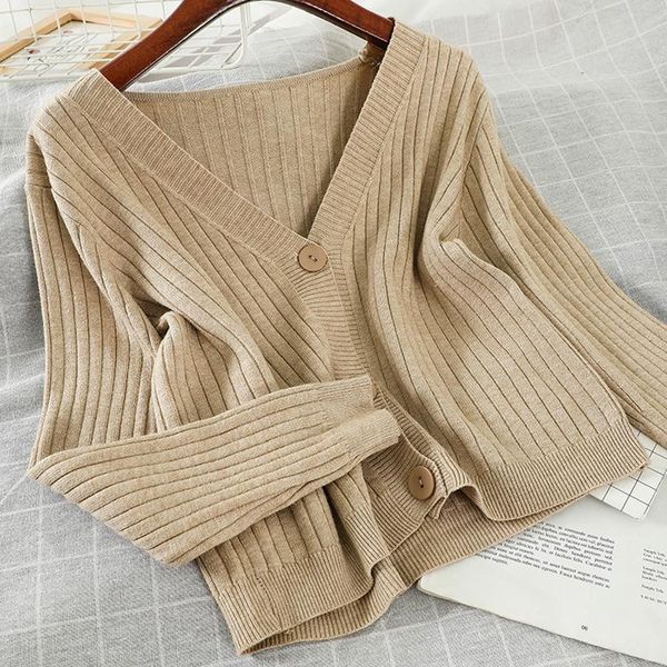 women's jackets 2021 autumn coat looks thin net red long-sleeved knit cardigan women korean short slim-fit sweater, Black;brown
women's jackets 2021 autumn coat looks thin net red long-sleeved knit cardigan women korean short slim-fit sweater, Black;brown