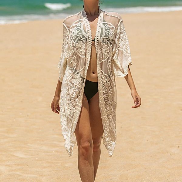 women's swimwear beach wear women clothing lace fabric bikini cover up cardigan vacation style cover-up sun protection casual, White;black
women's swimwear beach wear women clothing lace fabric bikini cover up cardigan vacation style cover-up sun protection casual, White;black