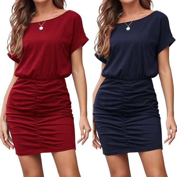 casual dresses 2021 slim women short sleeve temperament fashion solid color round neck pleated dress, Black;gray
casual dresses 2021 slim women short sleeve temperament fashion solid color round neck pleated dress, Black;gray