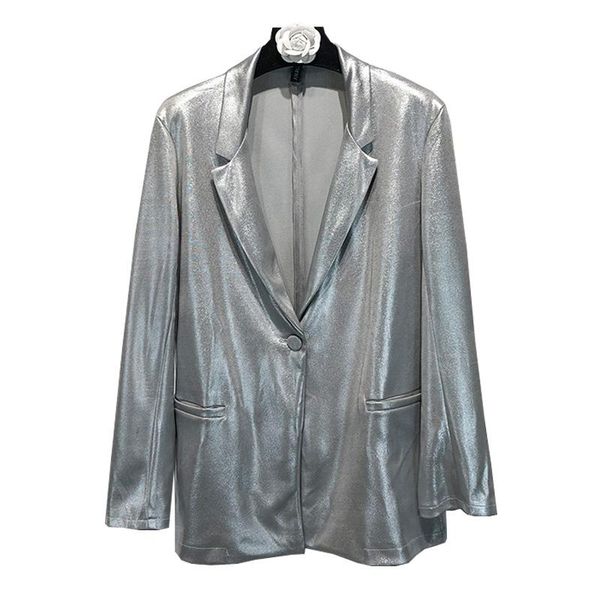 women's suits & blazers 2021 autumn womens jackets and coats korean style silver long-sleeved blazer loose suit gray coat women, White;black
women's suits & blazers 2021 autumn womens jackets and coats korean style silver long-sleeved blazer loose suit gray coat women, White;black
